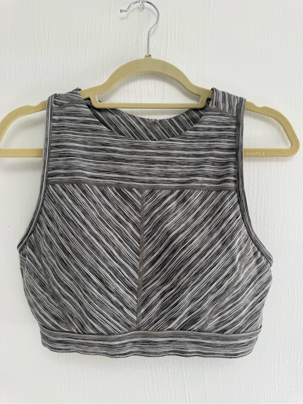Prana Heathered Black & White High Neck Crop Sports Bra